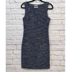Banana Republic tweed sheath dress 4. Blue and white woven pattern. Sleeveless.